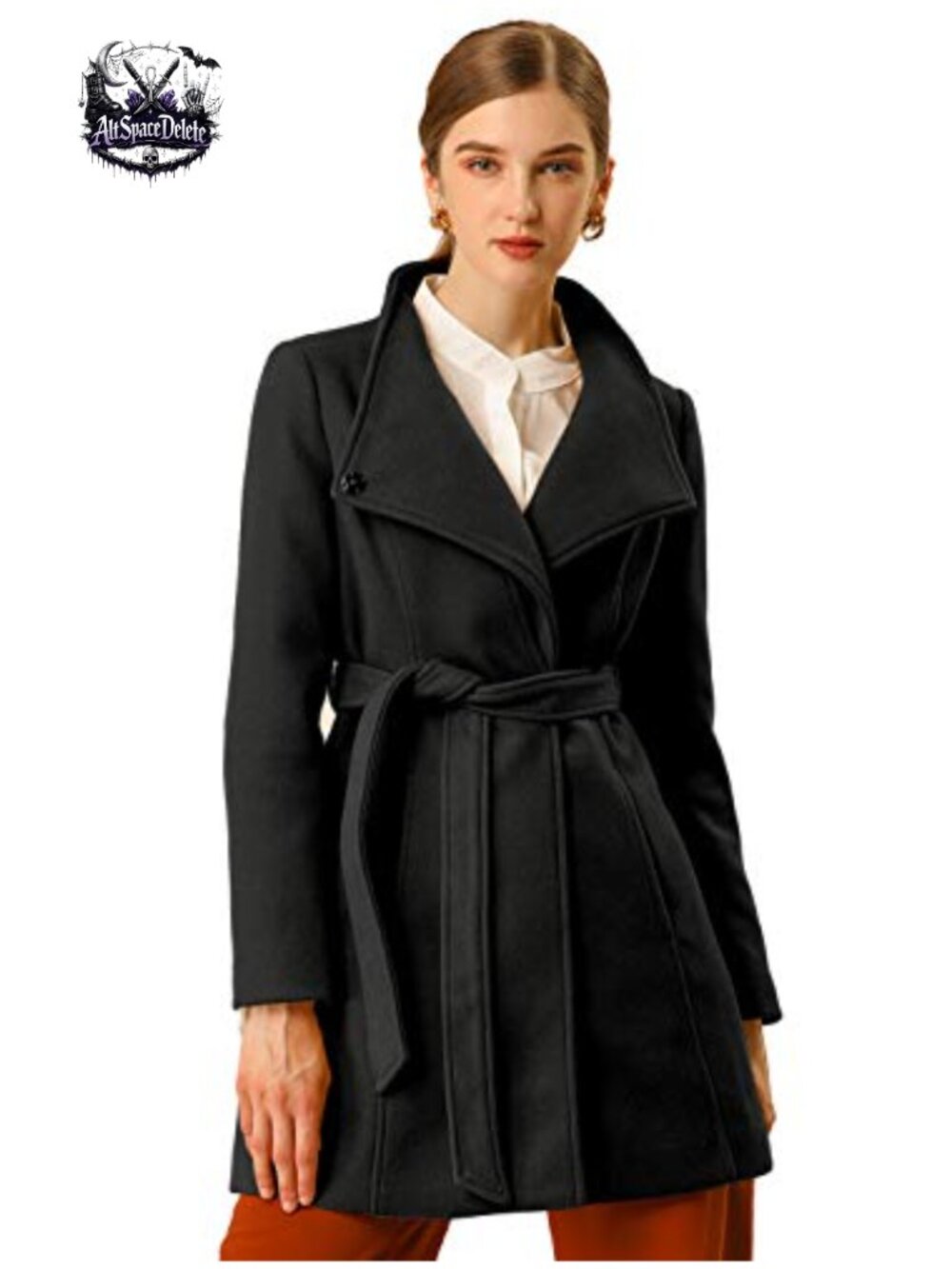 Women's Winter Stand Collar Overcoat Belted Pea Coat Longline